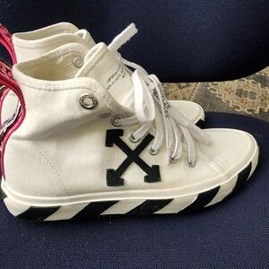 Off-White High-Tops with Pink Accents